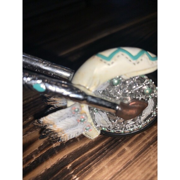 Native American Turquoise Feather Dreamcatcher Motorcycle Resin Figurine Decor - Picture 7 of 10